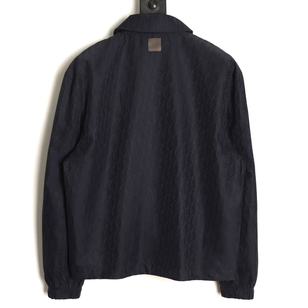 Dior CD Oblique Pattern Button-Front Jacket - Navy
