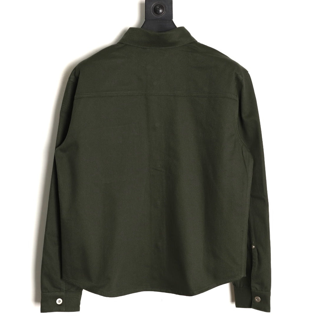 Burberry Shield-Detail Denim Shirt Jacket - Olive