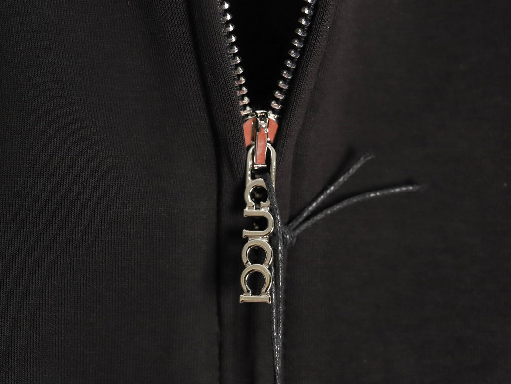 Gucci Small-Logo Full-Zip Hoodie - Black