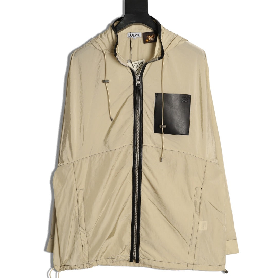 Loewe Contrast-Pocket Hooded Zip Jacket - Beige
